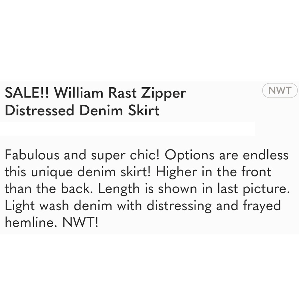 NEW WILLIAM RAST Distressed Denim High-Waist Skirt - Picture 7 of 8